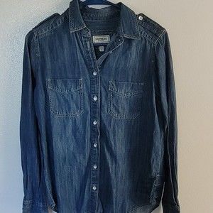 Express Boyfriend Women's Denim Button Down Shirt Size XS